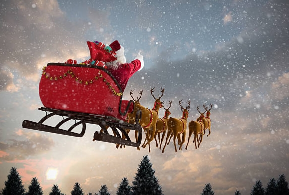 picture of santa with his reindeer