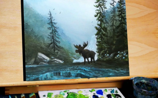 acrylic moose painting