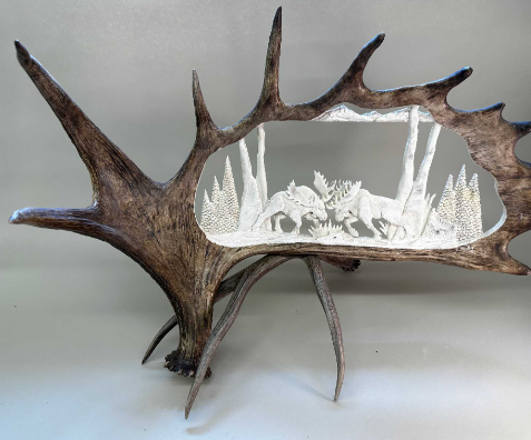 carved moose antlers
