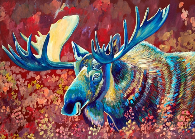 colorful moose painting
