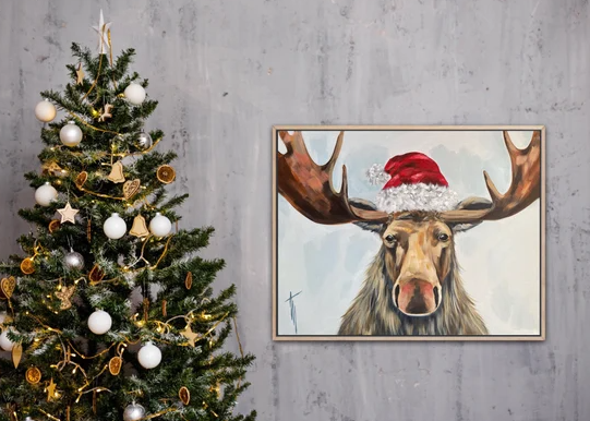 holiday moose led canvas art print