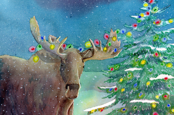 moose christmas art
