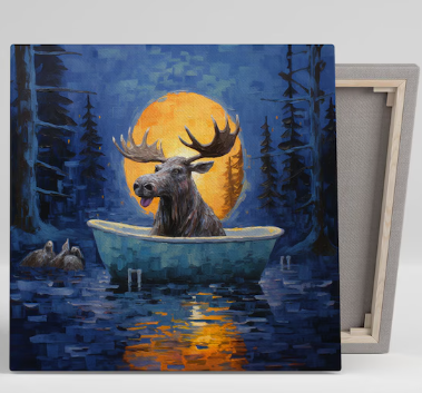 moose in bathtub art