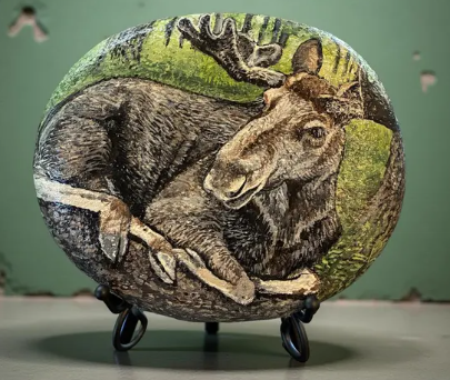 moose painted rock