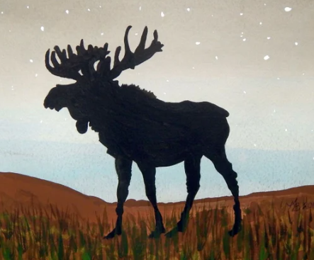 moose silhouette painting