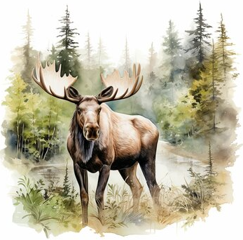 moose watercolor painting