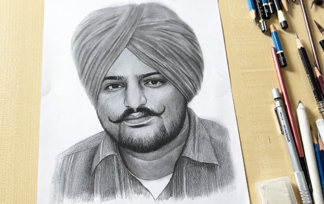 sidhu moose wala pencil painting