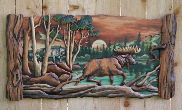 wooden moose wall art