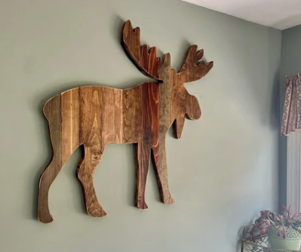 wooden moose wall decor