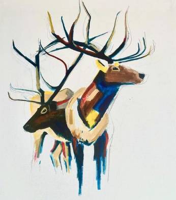 Elk Art Capturing Movement and Power