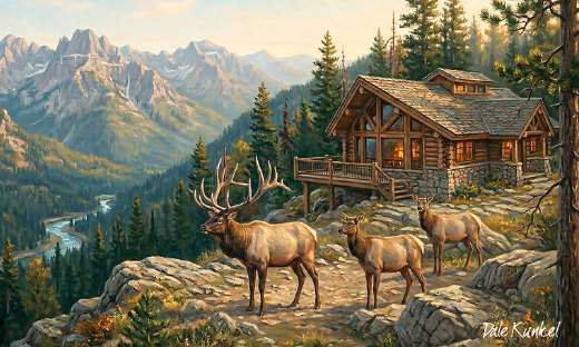 Elk Art in Mixed Media